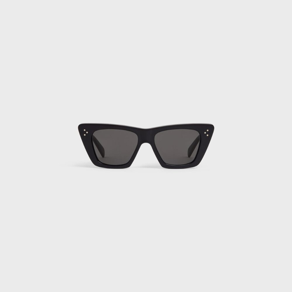 CELINE - CAT EYE S187 51MM SUNGLASSES, ACETATE BLACK (Gently Worn; No Scratches)